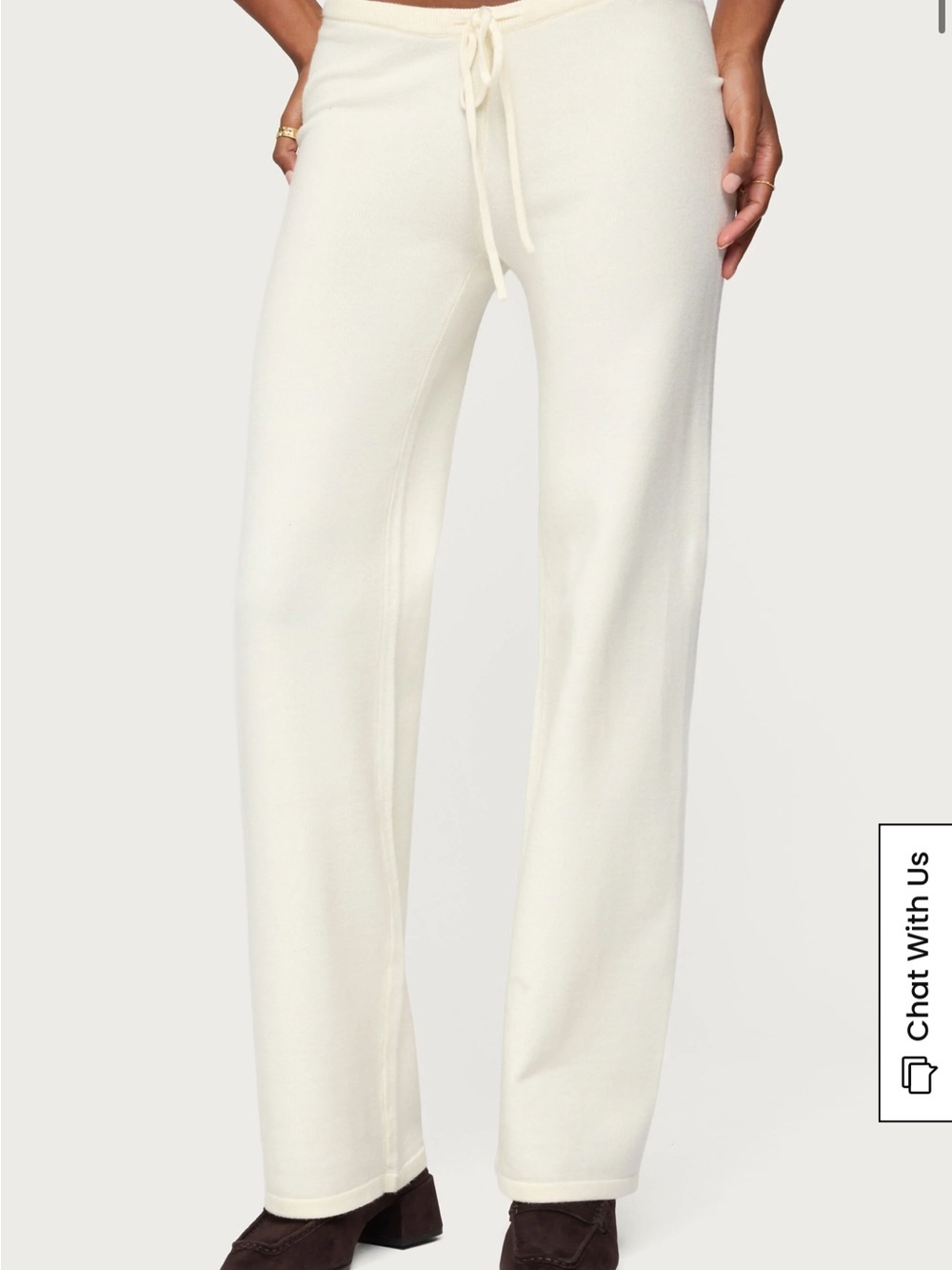 Edikted Cream Wide-Leg Drawstring Pants